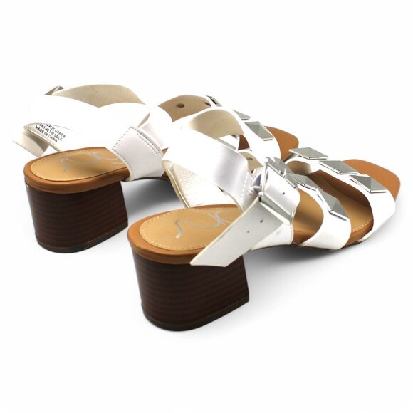 Womens Faux Leather Open Toe Block Heel - Picture 4 of 8